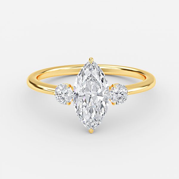 Kaori Marquise Three Stone Moissanite Engagement Ring