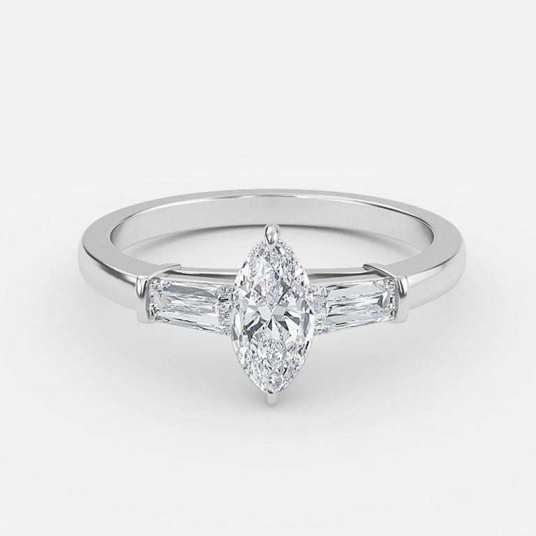 Marcelline Marquise Three Stone Moissanite Engagement Ring