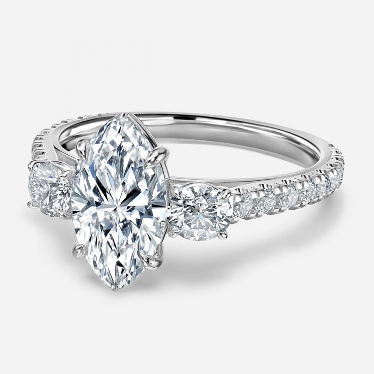 Oriana Marquise Three Stone Moissanite Engagement Ring