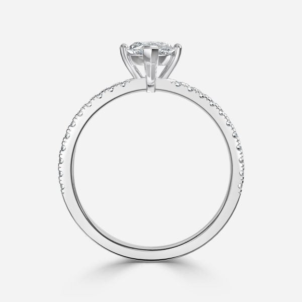 Maeve Marquise Diamond Band Moissanite Engagement Ring