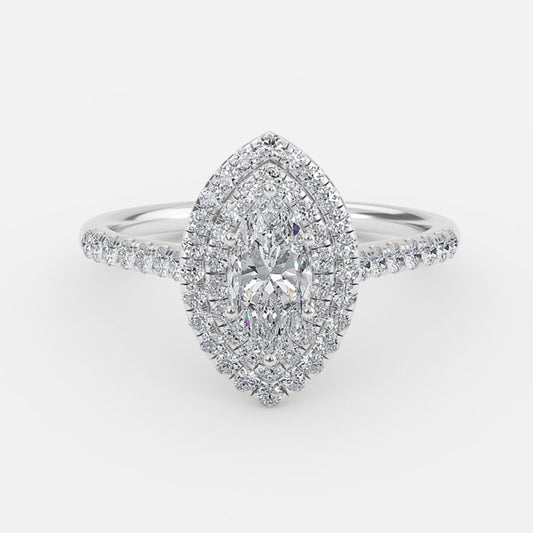 Linnea Marquise Halo Moissanite Engagement Ring