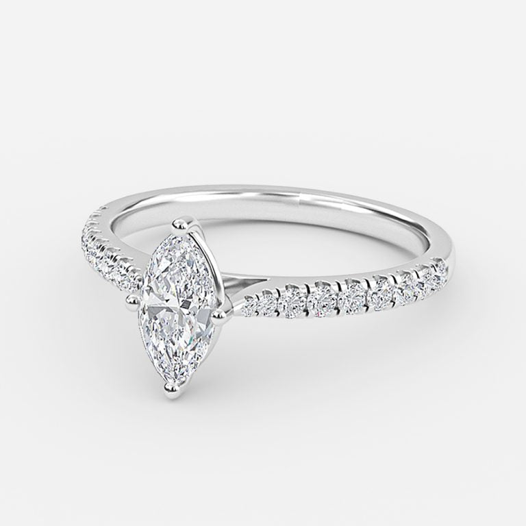 Bellamy Marquise Diamond Band Moissanite Engagement Ring