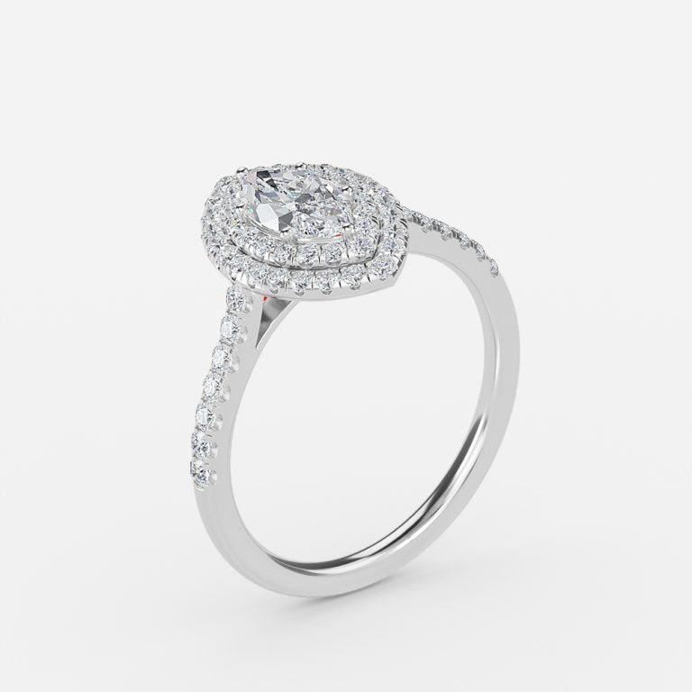 Linnea Marquise Halo Moissanite Engagement Ring