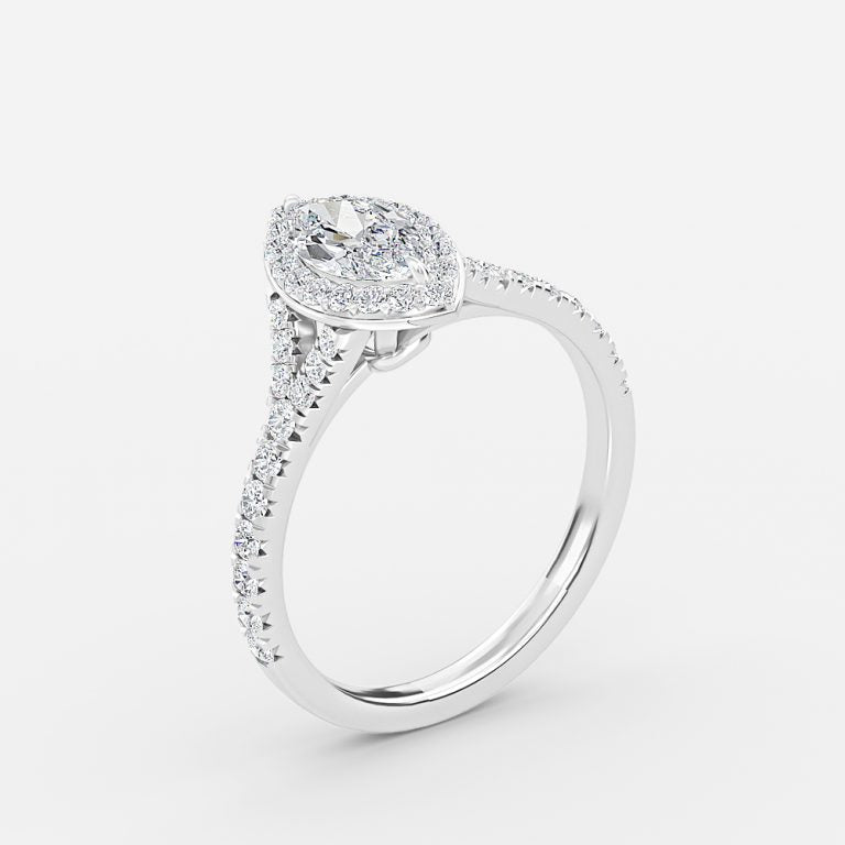 Dove Marquise Halo Moissanite Engagement Ring