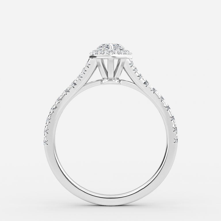 Dove Marquise Halo Moissanite Engagement Ring