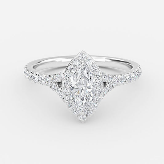 Dove Marquise Halo Moissanite Engagement Ring