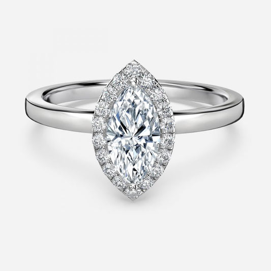 Katya Marquise Halo Moissanite Engagement Ring