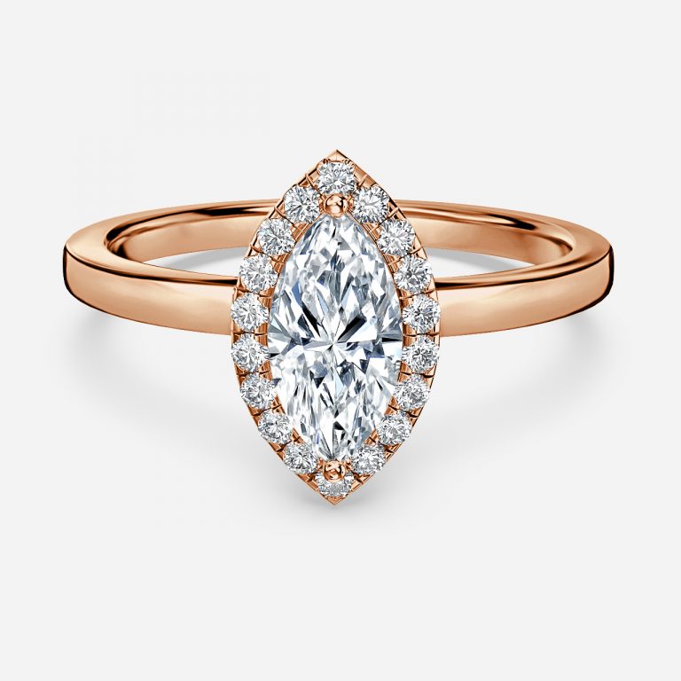 Katya Marquise Halo Moissanite Engagement Ring