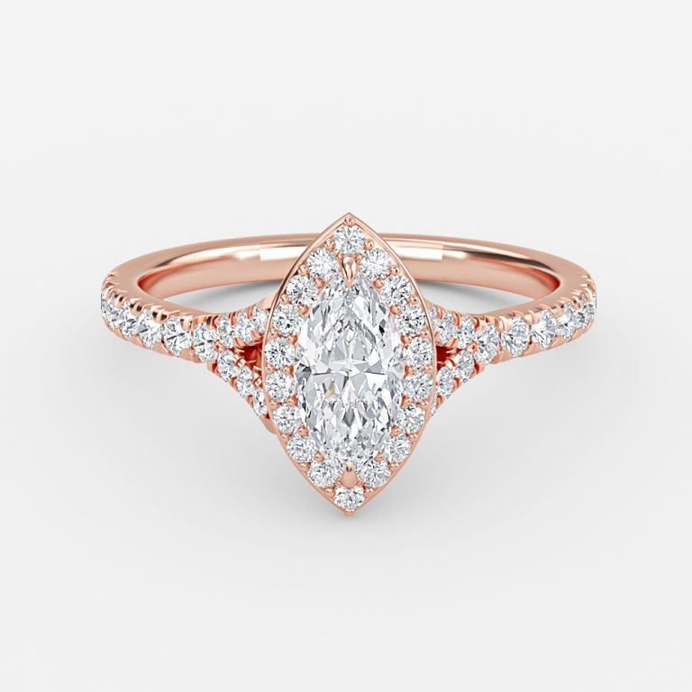 Dove Marquise Halo Moissanite Engagement Ring