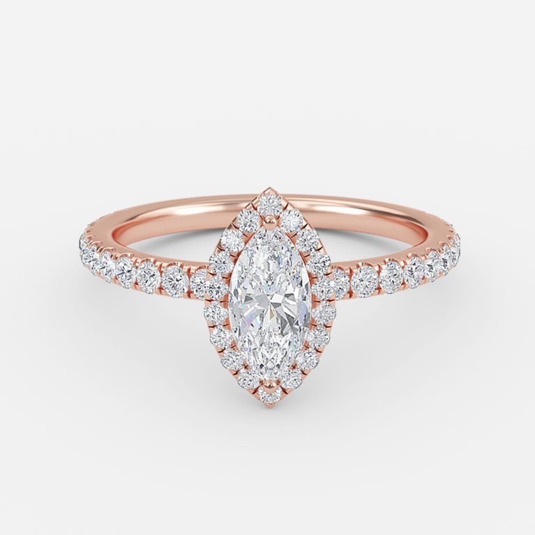 Lucia Marquise Halo Moissanite Engagement Ring