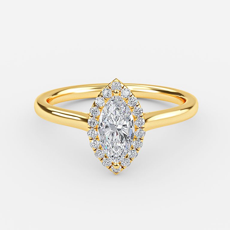 Joliette Marquise Halo Moissanite Engagement Ring