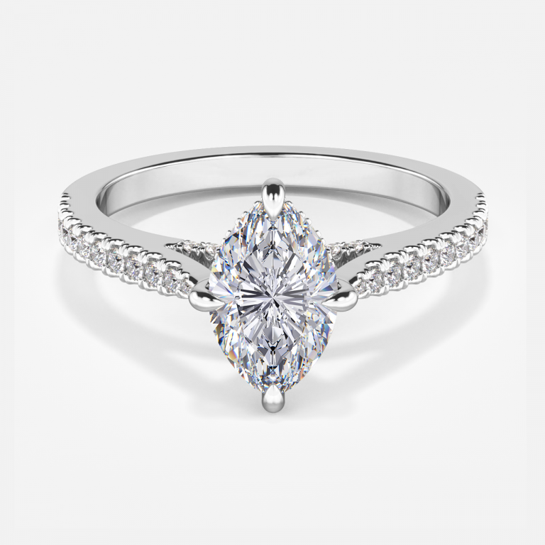 Yvette Marquise Hidden Halo Moissanite Engagement Ring