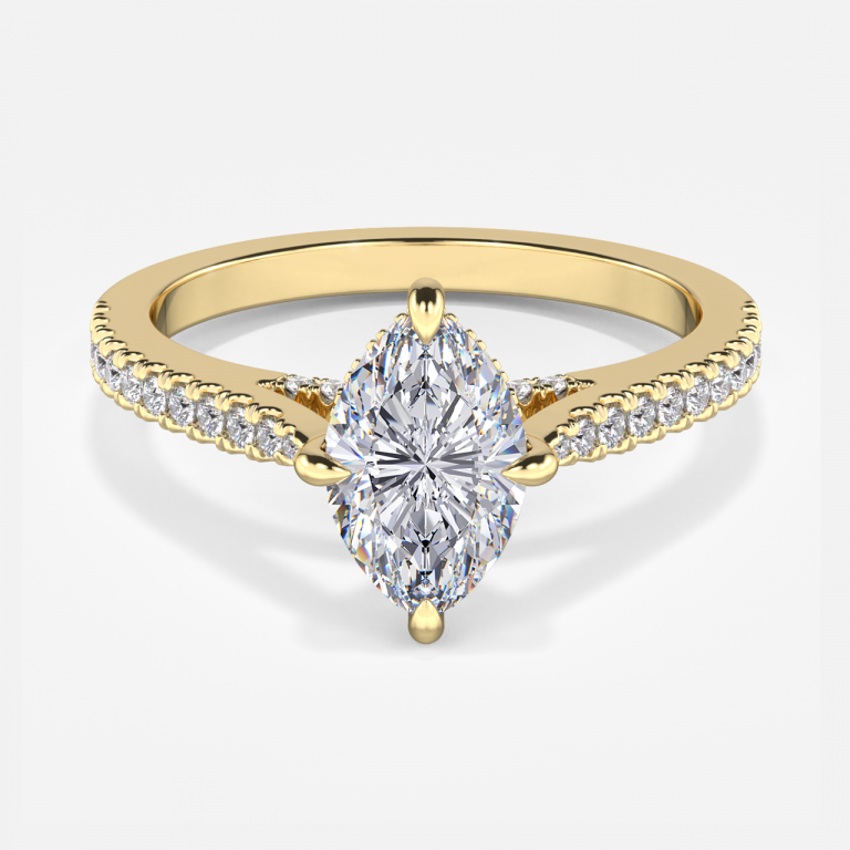 Yvette Marquise Hidden Halo Moissanite Engagement Ring