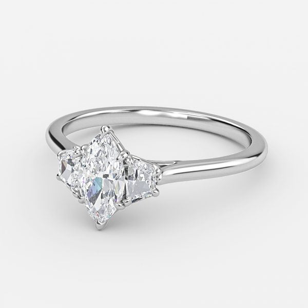 Rain Marquise Three Stone Moissanite Engagement Ring