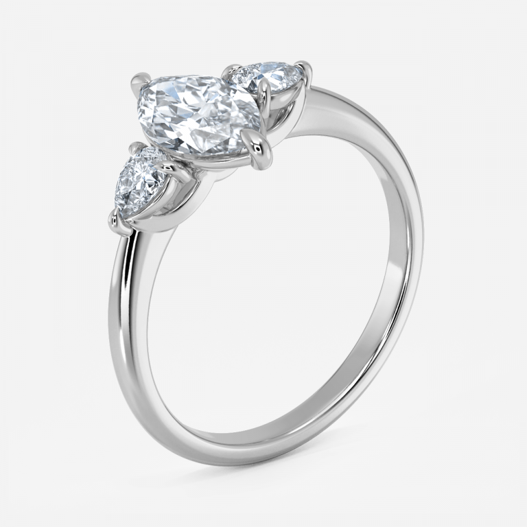 Verity Marquise Three Stone Moissanite Engagement Ring