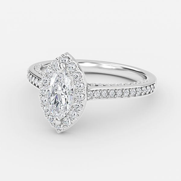 Clementine Marquise Halo Moissanite Engagement Ring