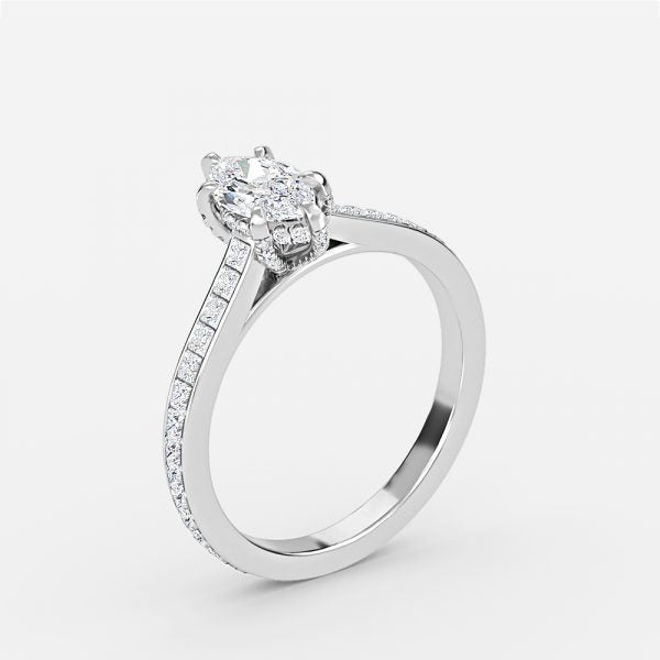 Marigold Marquise Hidden Halo Moissanite Engagement Ring