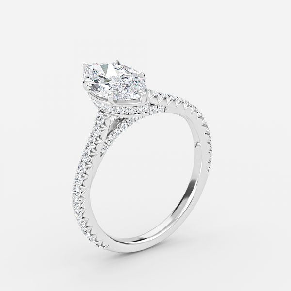 Devi Marquise Hidden Halo Moissanite Engagement Ring