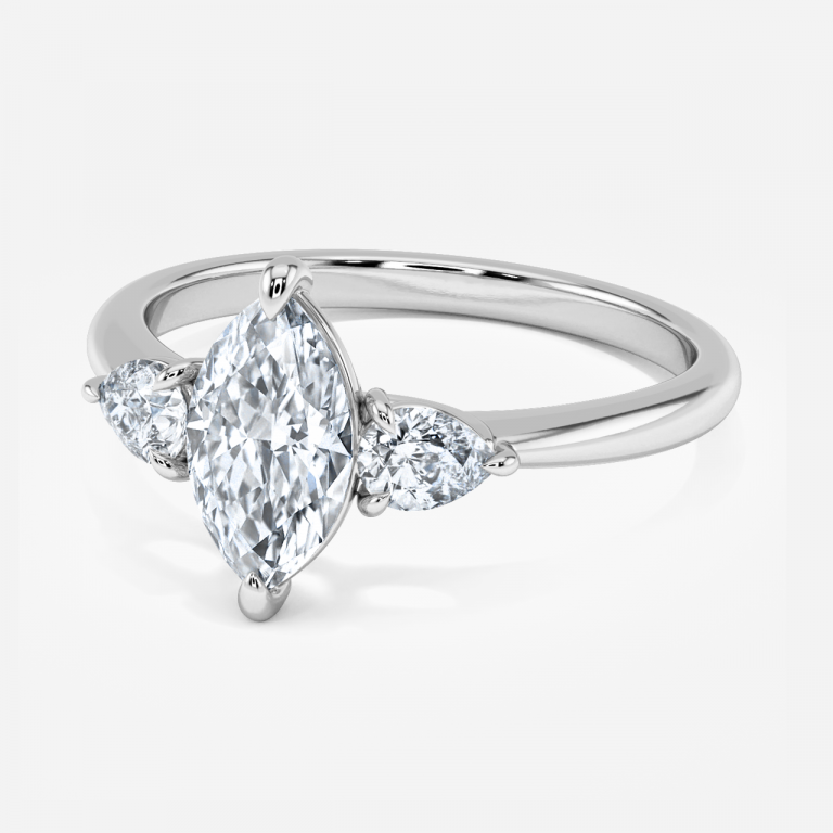 Verity Marquise Three Stone Moissanite Engagement Ring