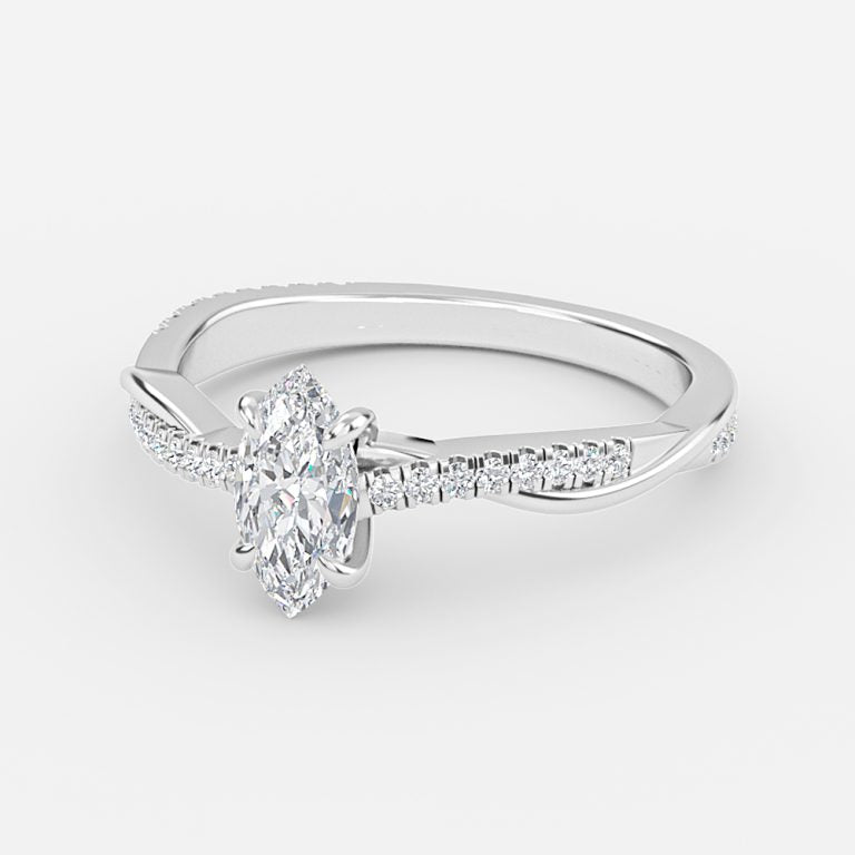 Tatiana Marquise Diamond Band Moissanite Engagement Ring