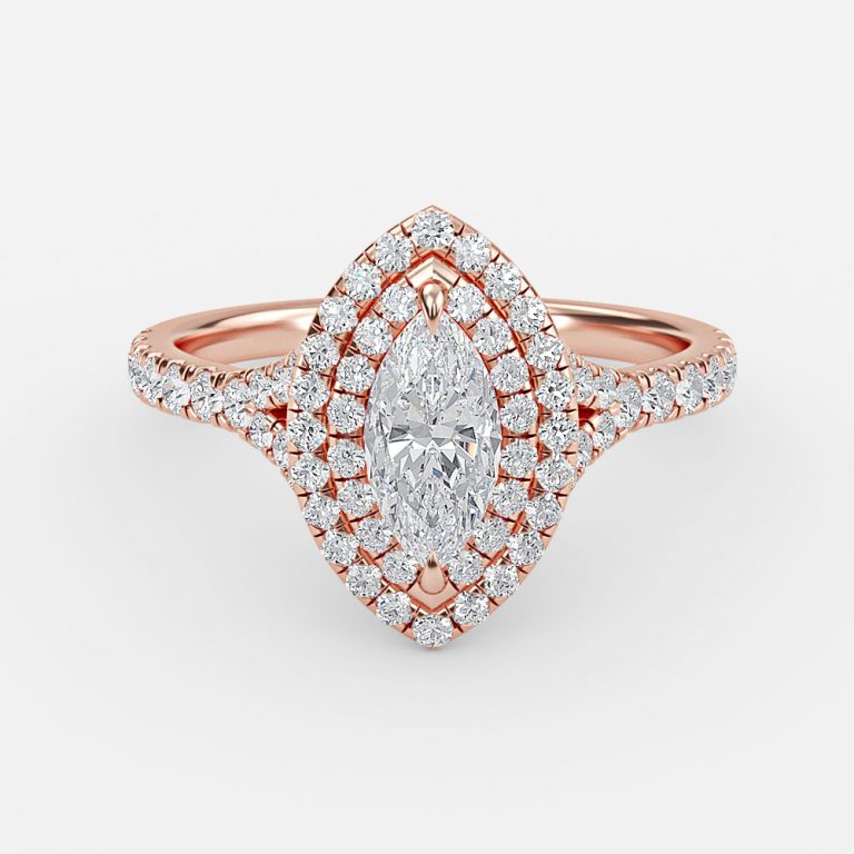 Afton Marquise Halo Moissanite Engagement Ring