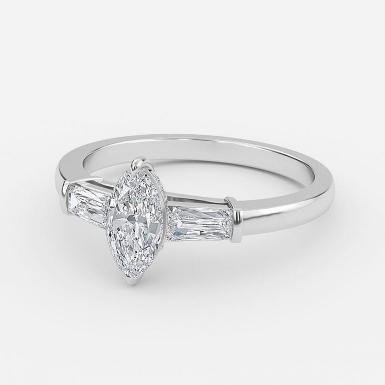 Marcelline Marquise Three Stone Moissanite Engagement Ring