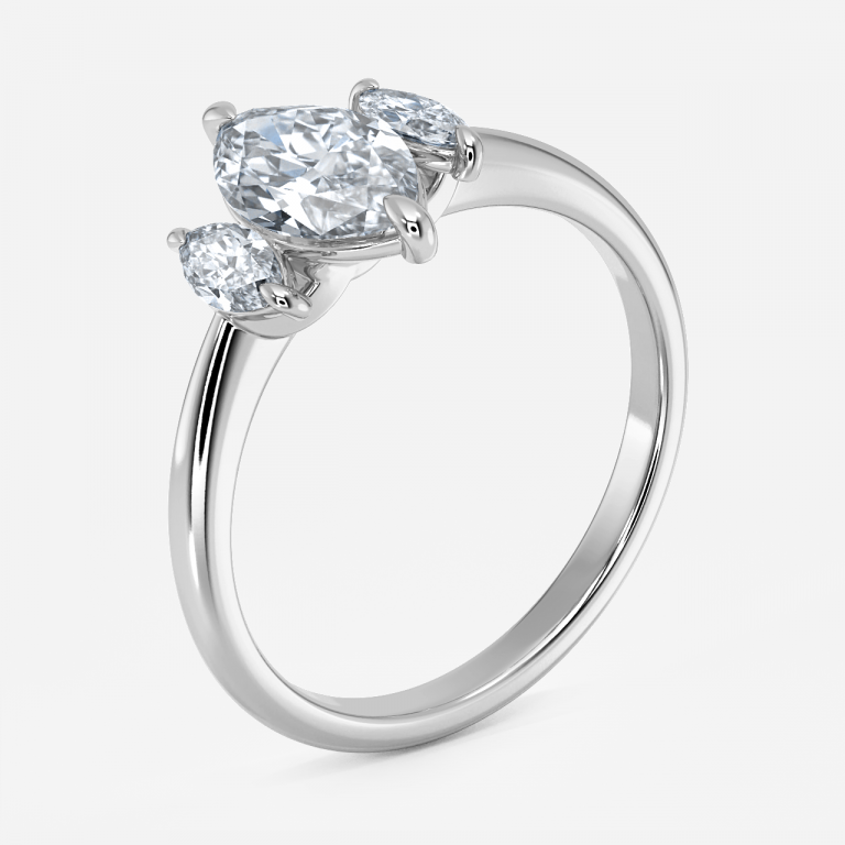 Saskia Marquise Three Stone Moissanite Engagement Ring