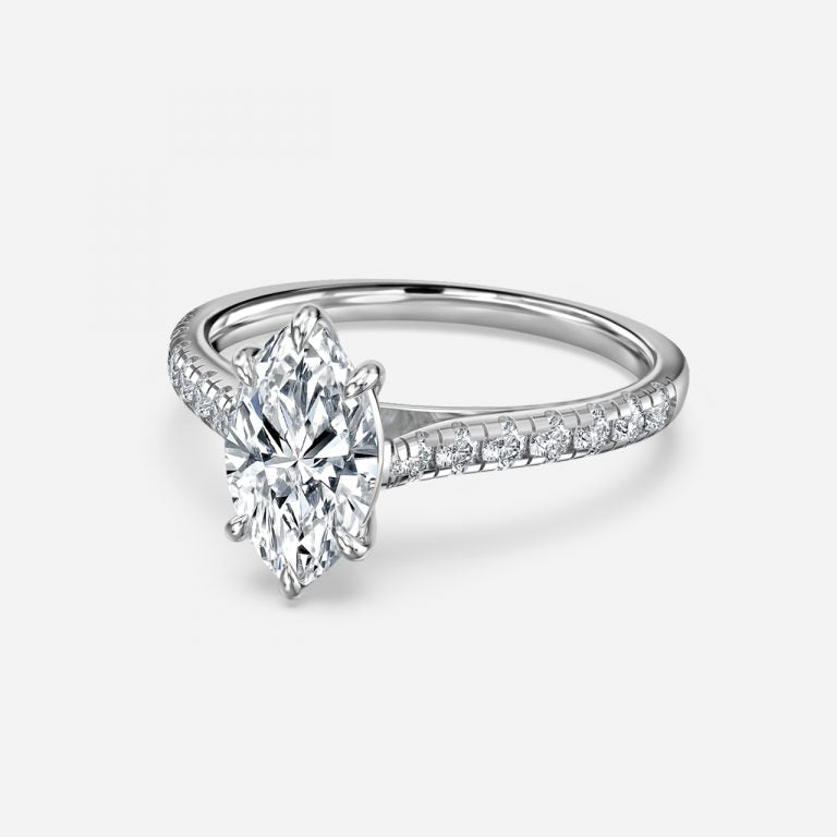 Clio Marquise Diamond Band Moissanite Engagement Ring