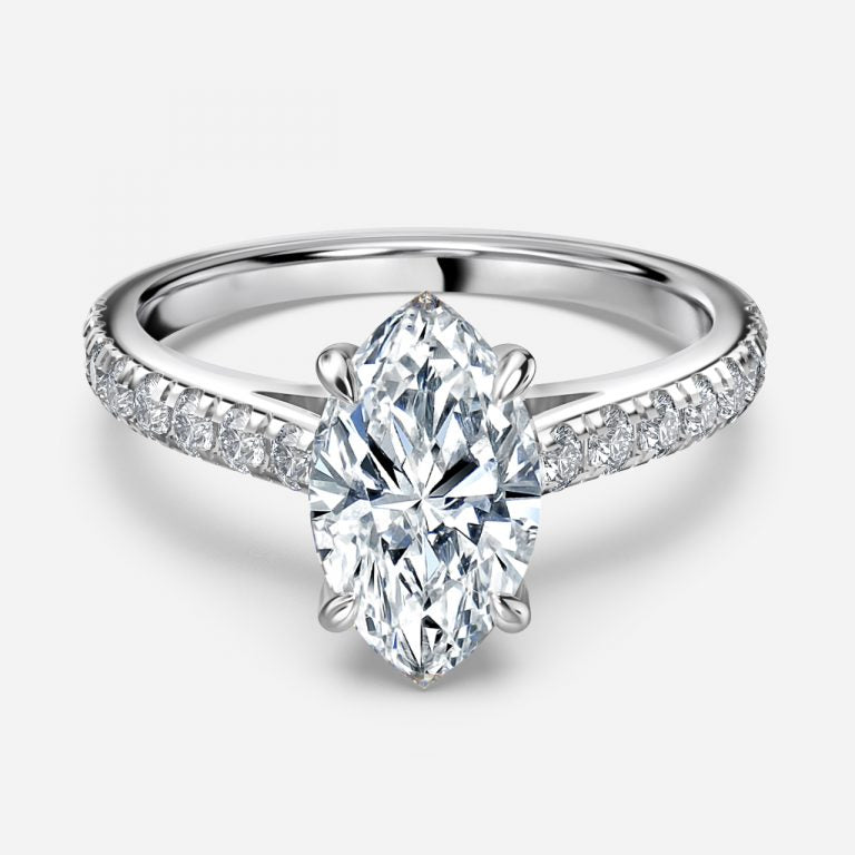 Aveline Marquise Diamond Band Moissanite Engagement Ring