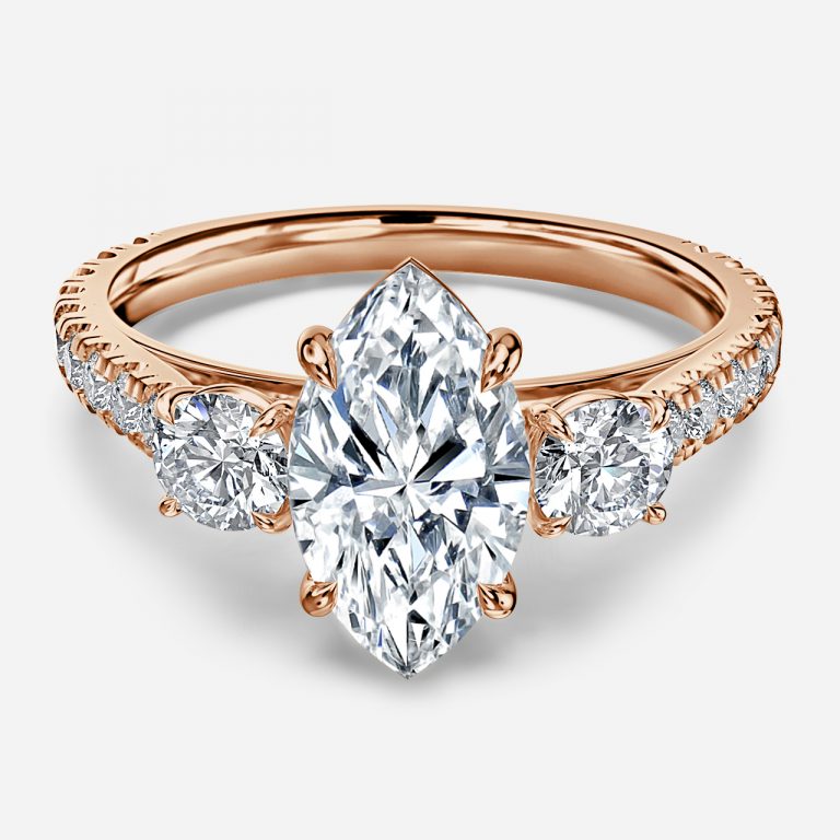 Oriana Marquise Three Stone Moissanite Engagement Ring