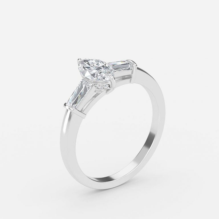 Marcelline Marquise Three Stone Moissanite Engagement Ring