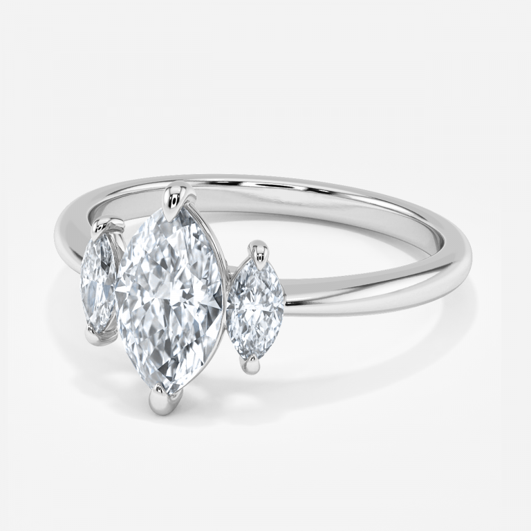 Saskia Marquise Three Stone Moissanite Engagement Ring