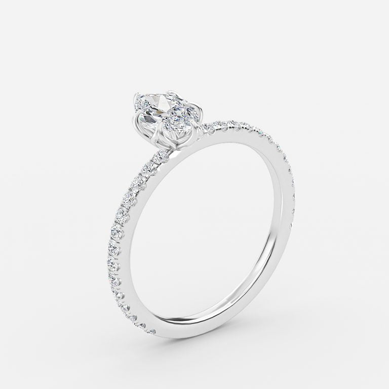 Tamara Marquise Diamond Band Moissanite Engagement Ring