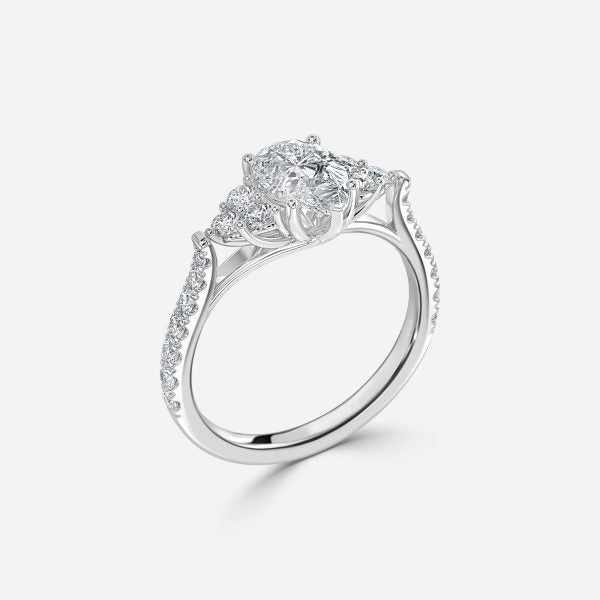 Galatea Pear Three Stone Moissanite Engagement Ring