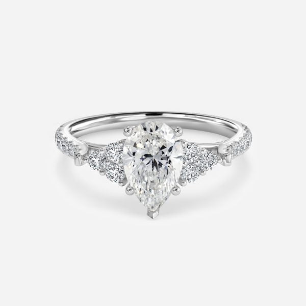 Galatea Pear Three Stone Moissanite Engagement Ring