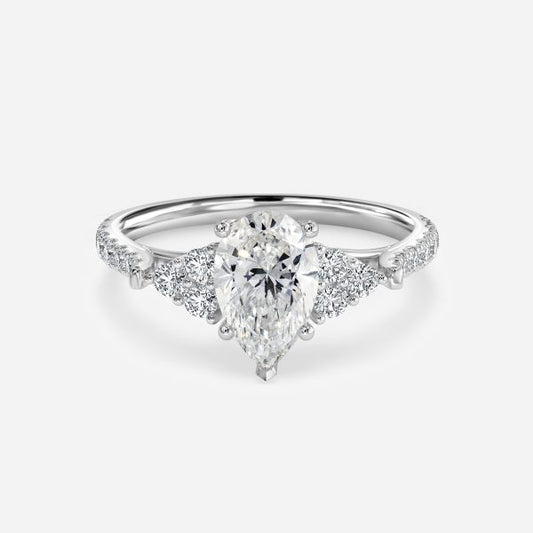 Galatea Pear Three Stone Moissanite Engagement Ring