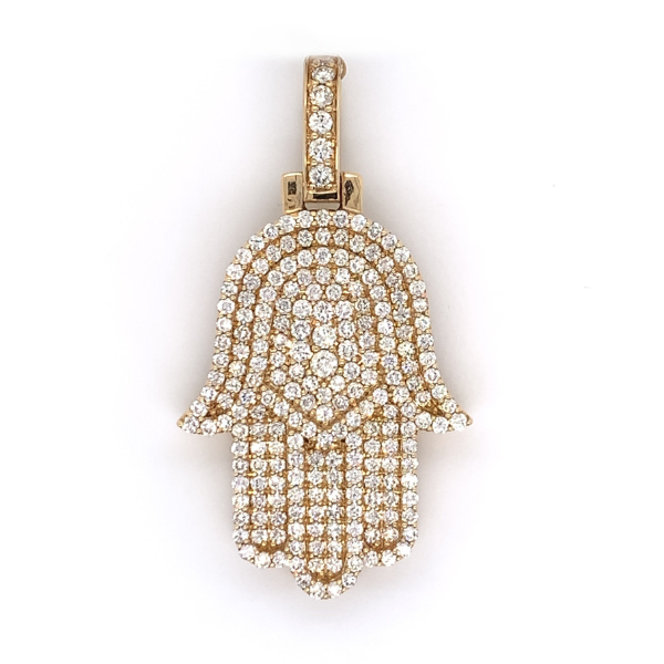 2.75 CT Moissanite Iced Out Hamsa Hand Pendant