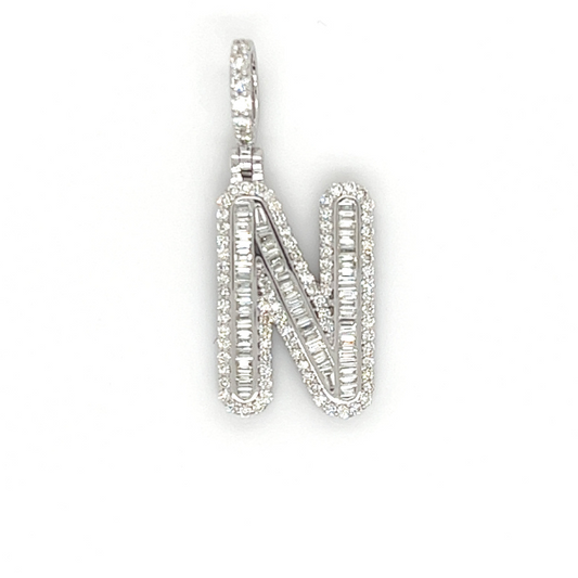 1.50 CT Moissanite Iced Out Letter N Pendant