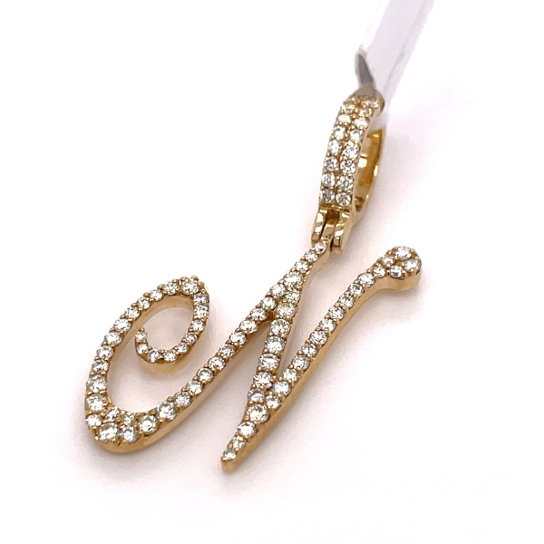 1.00 CT Moissanite Iced Out Letter N Pendant