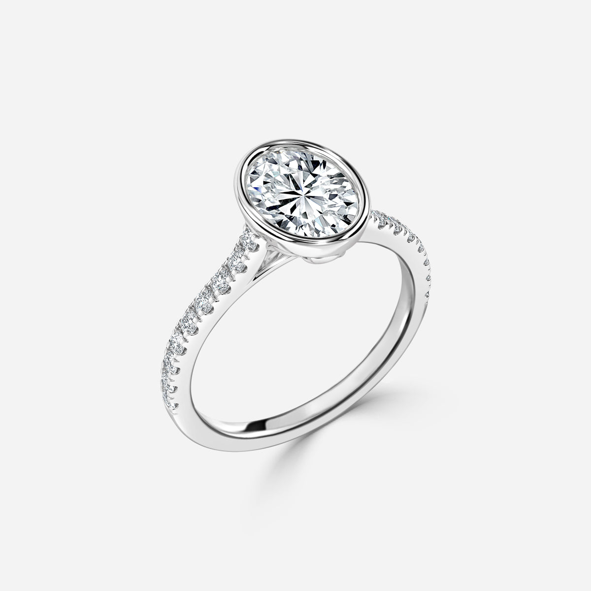 Arabella Oval Diamond Band Moissanite Engagement Ring