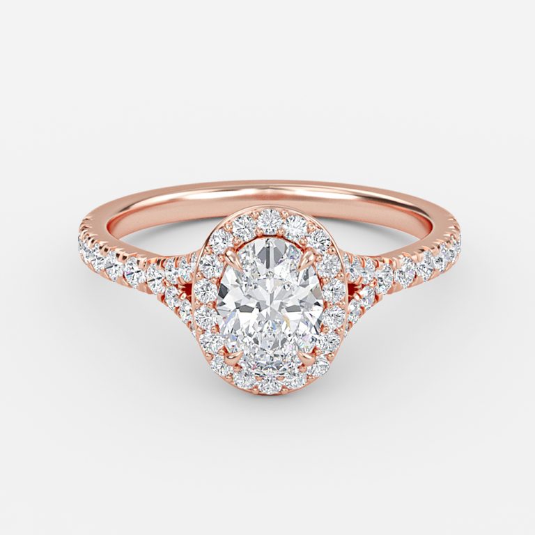 Dove Oval Halo Moissanite Engagement Ring