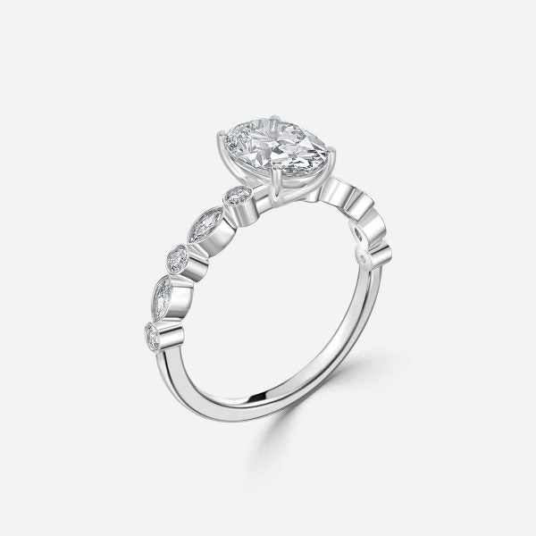 Pailin Oval Unique Moissanite Engagement Ring