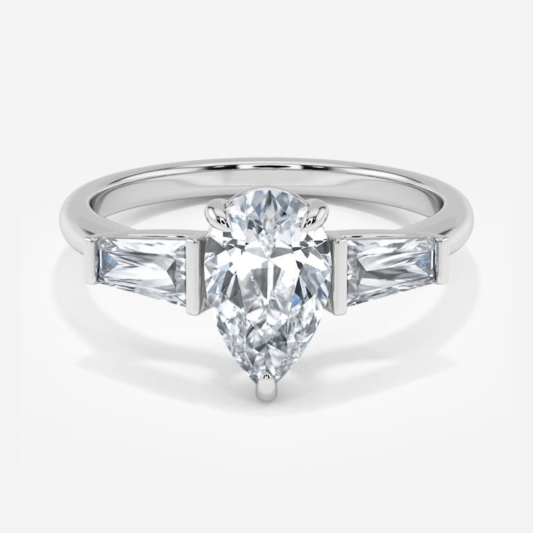 Jara Pear Three Stone Moissanite Engagement Ring