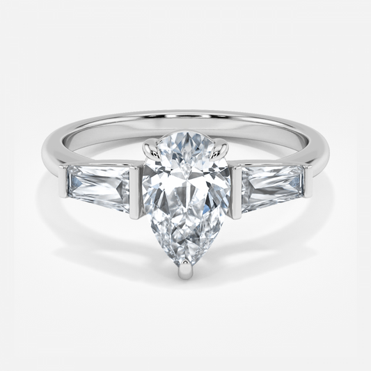 Jara Pear Three Stone Moissanite Engagement Ring