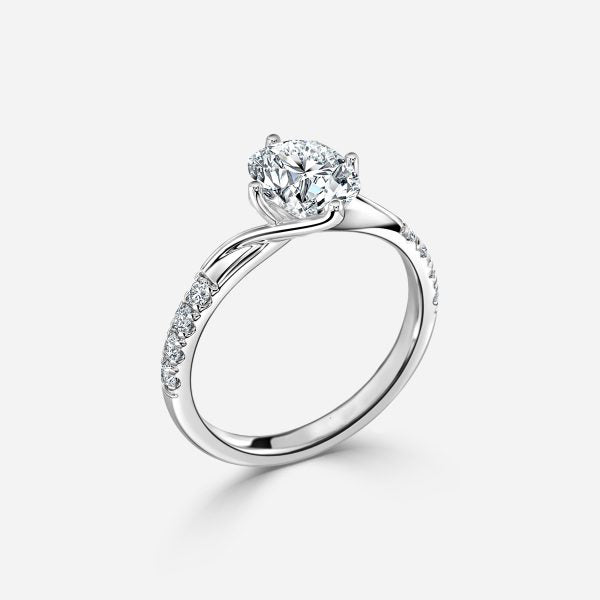 Netto Oval Diamond Band Moissanite Engagement Ring