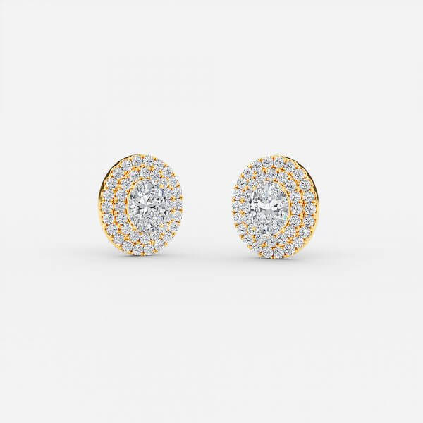 Oval Moissanite Double Halo Earrings