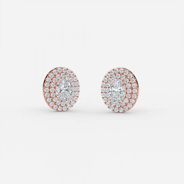 Oval Moissanite Double Halo Earrings