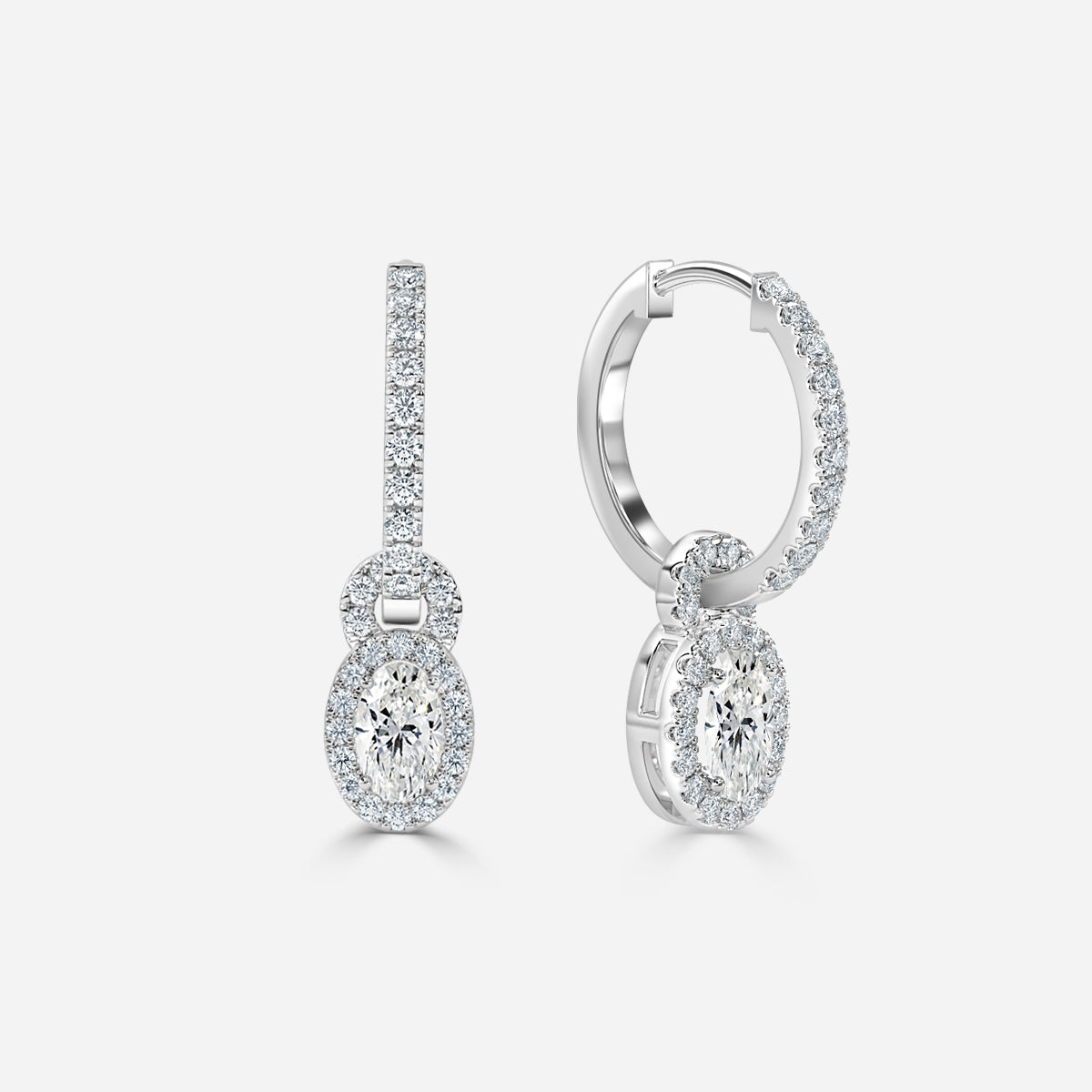 Oval Moissanite Halo and Drops Earring