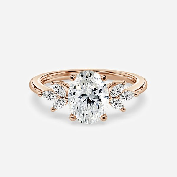 Anong Oval Three Stone Moissanite Engagement Ring