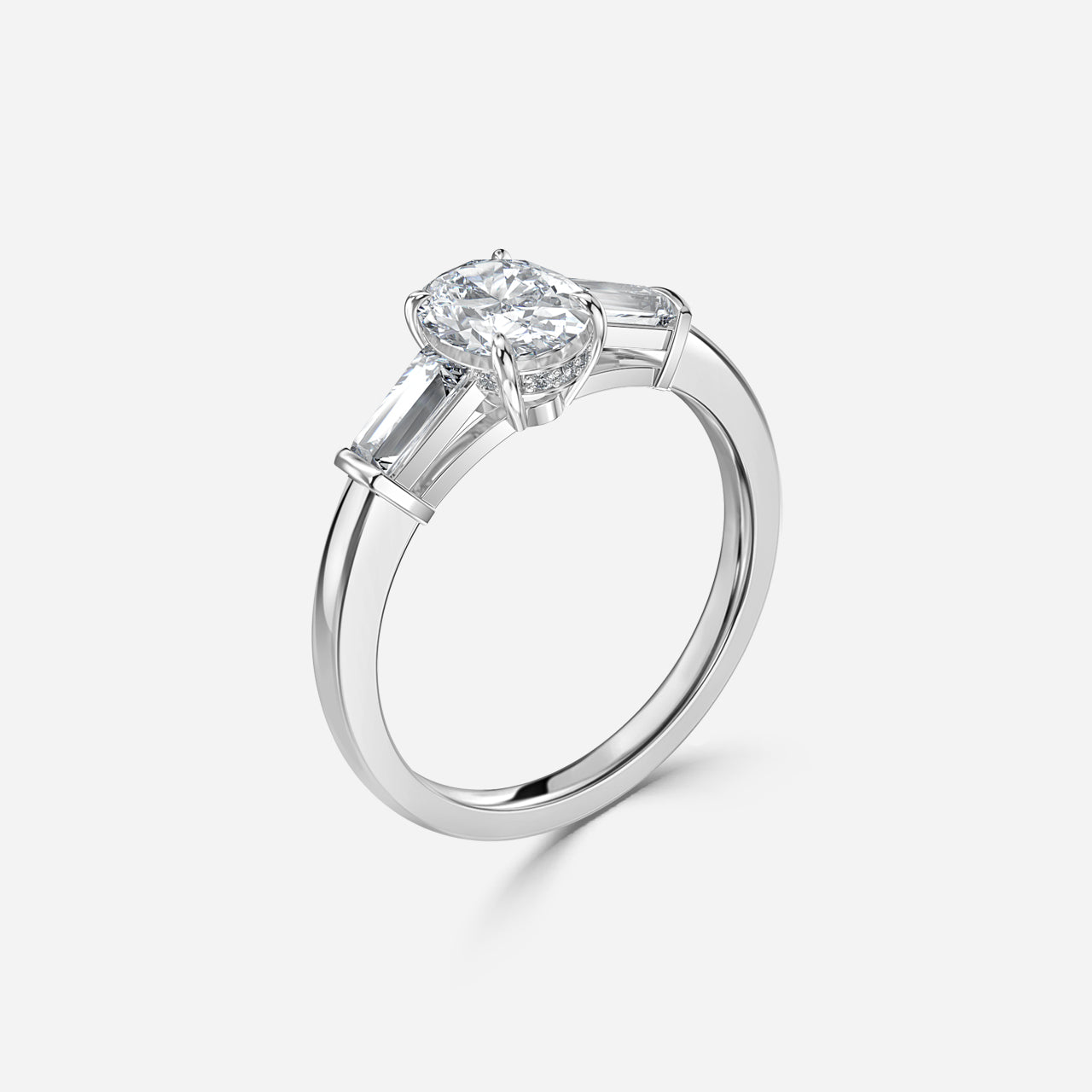 Marcelline Oval Three Stone Moissanite Engagement Ring